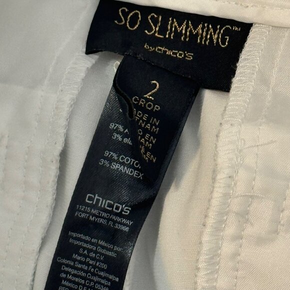 Chico's So Slimming White Crop Pants Size 12 Cotton stretch pockets - Picture 2 of 11